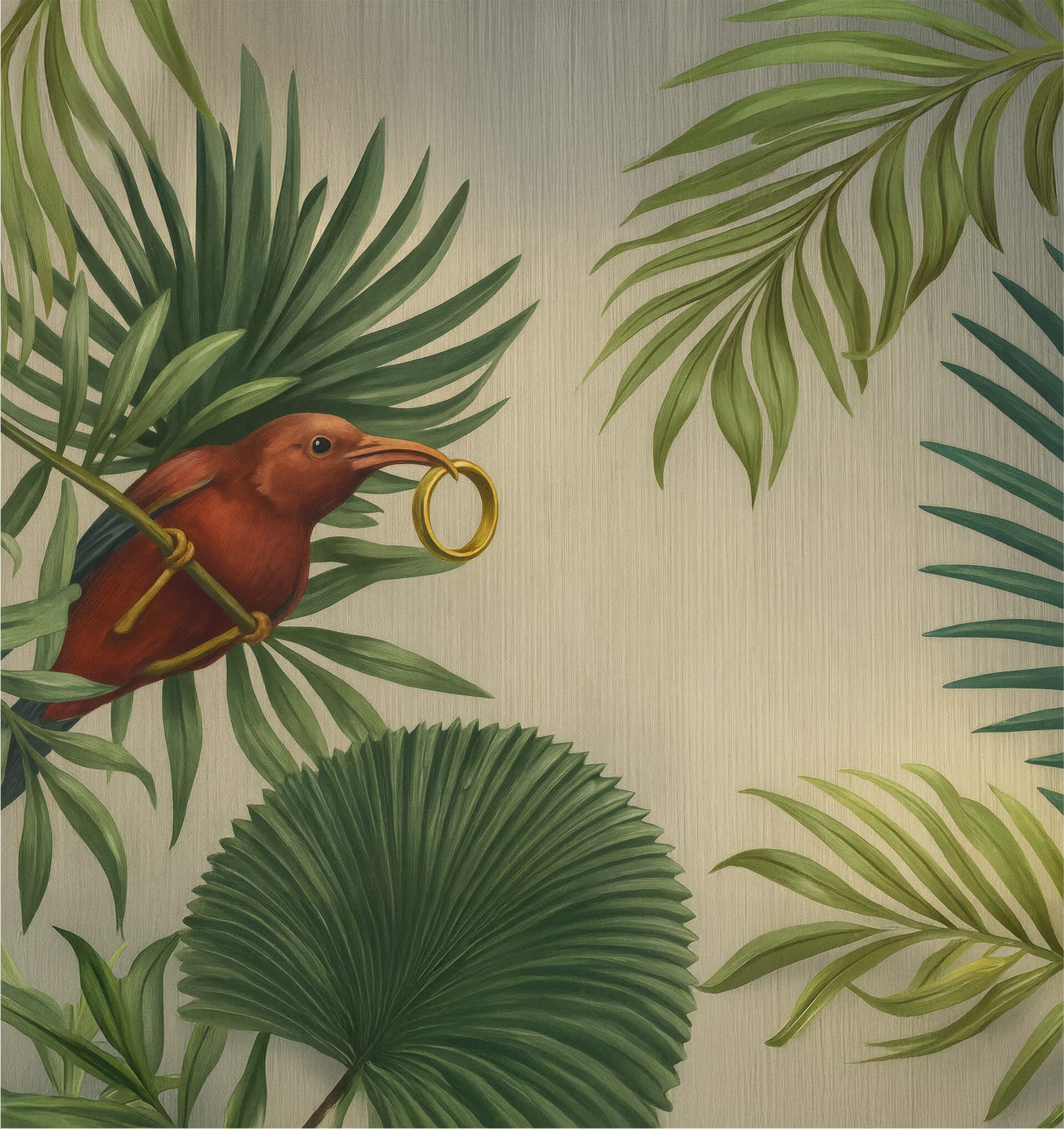 Bird with ring in its beak